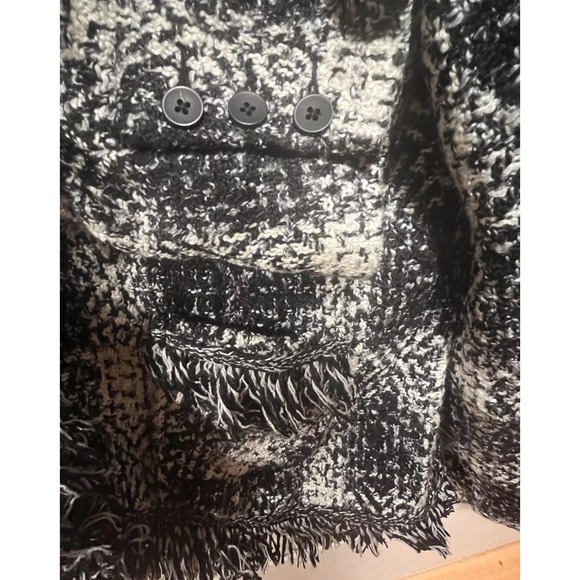 CAbi Carol Womens Lined Jacket/Blazer Black&White Tweed Plaid Fringe Trim Size 8 - Picture 8 of 14